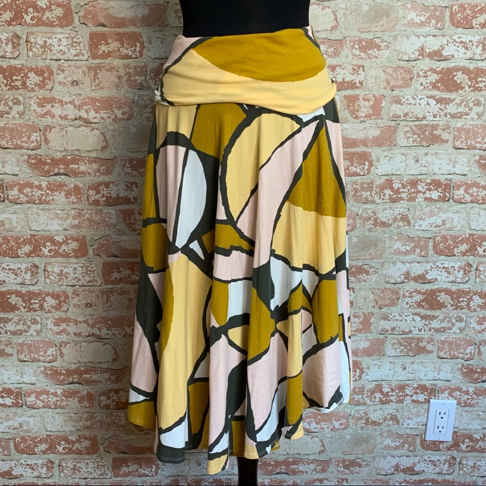 Midi Skirt Strapless Knit Dress Abstract Print Size L